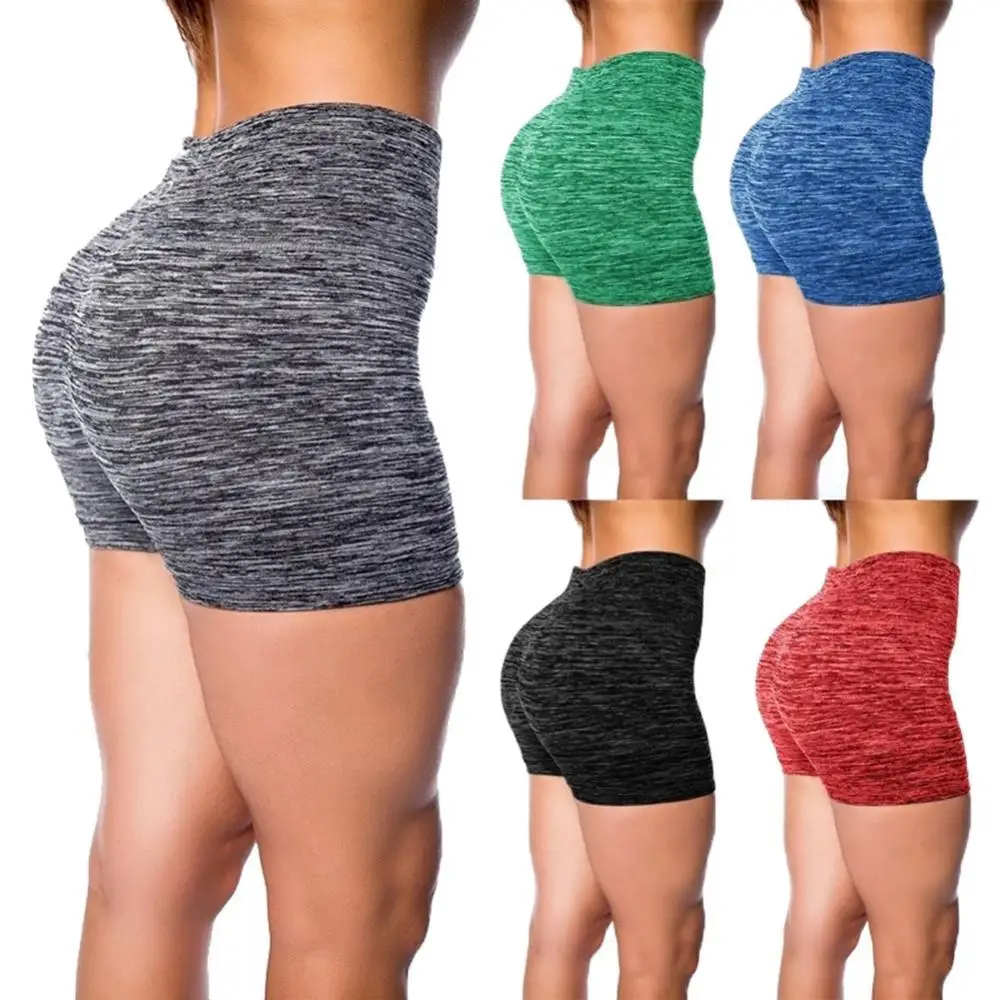 Женские эластичные однотонные спортивные шорты для фитнеса с высокой талией, слимы, брюки для йоги Изображение 0