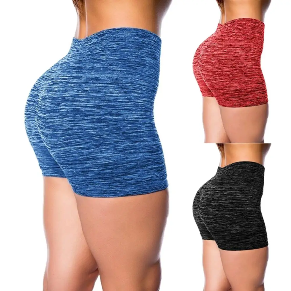 Женские эластичные однотонные спортивные шорты для фитнеса с высокой талией, слимы, брюки для йоги Изображение 1