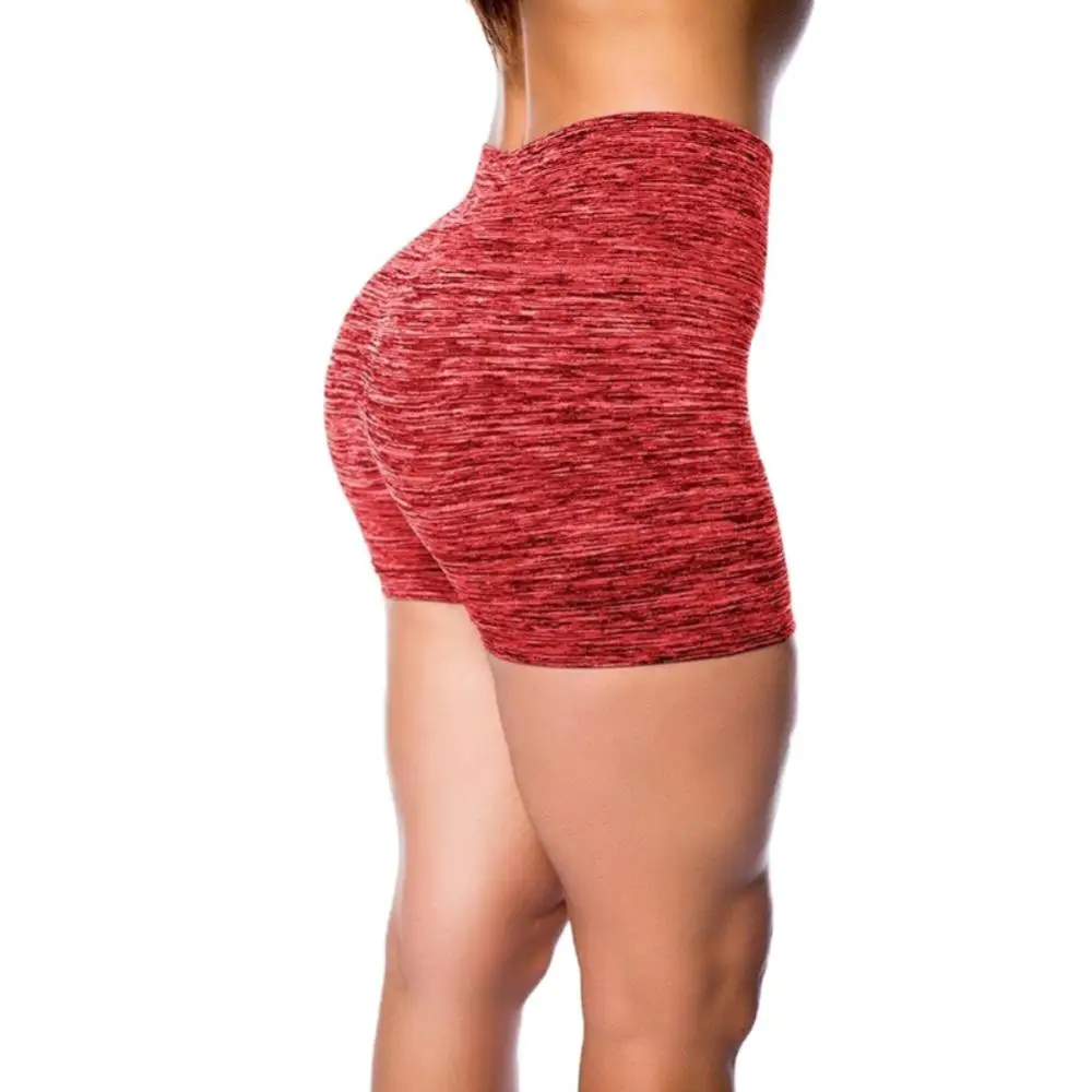 Женские эластичные однотонные спортивные шорты для фитнеса с высокой талией, слимы, брюки для йоги Изображение 3