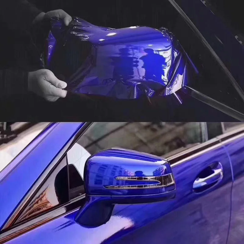 Супер глянцевая темно-синяя виниловая автомобильная обертка, клейкая пленка, наклейка на весь автомобиль Изображение 5