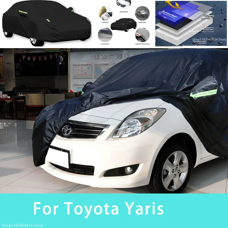 Для Toyota Yaris Наружная защита, полные автомобильные чехлы, снежный покров, солнцезащитный козырек, водонепроницаемые пылезащитные внешние автомобильные аксессуары Изображение 0