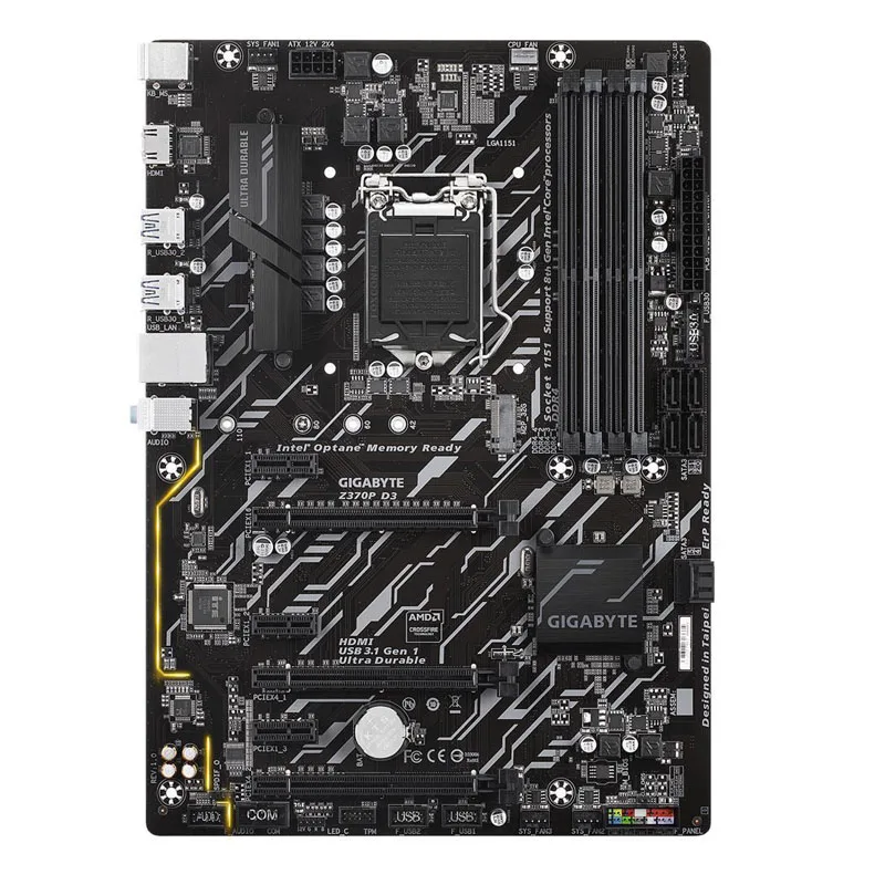 Для материнской платы Gigabyte Z370P D3 LGA1151 DDR4 64 ГБ Intel Z370 SATA III M.2 PCI-E 3,0 USB3.1 i7-9700KF Материнская плата LGA1151 Изображение 0