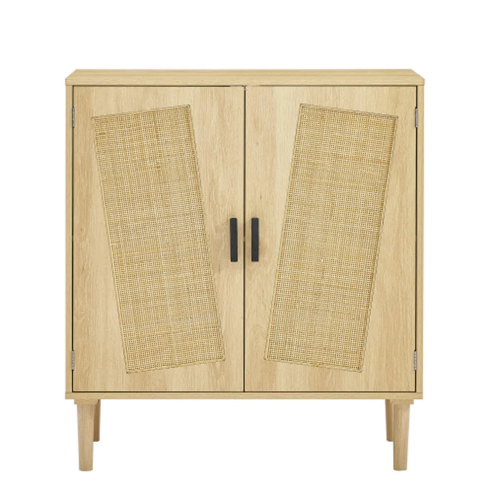 Кухонный шкаф для хранения из натурального дерева REMA с декоративной дверцей из ротанга, консольный столик для шкафа Изображение 0