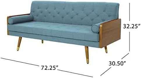 Современный диван из тафтинговой ткани середины века, синий Изображение 2