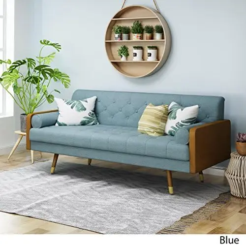 Современный диван из тафтинговой ткани середины века, синий Изображение 3