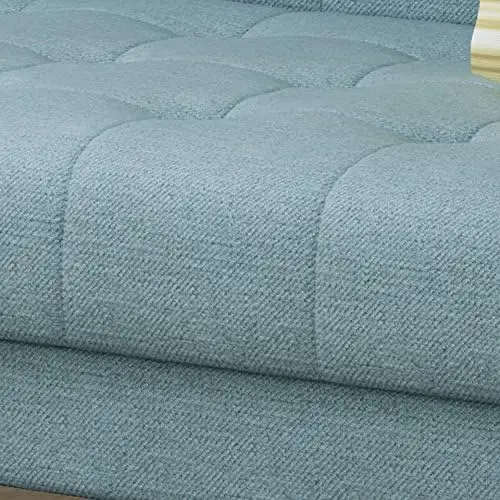 Современный диван из тафтинговой ткани середины века, синий Изображение 5